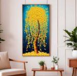 QUADRO ABSTRATO ARVORE AMARELA DOURADA - Imagem 3