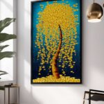 QUADRO ABSTRATO ARVORE AMARELA DOURADA