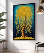 QUADRO ABSTRATO ARVORE AMARELA DOURADA